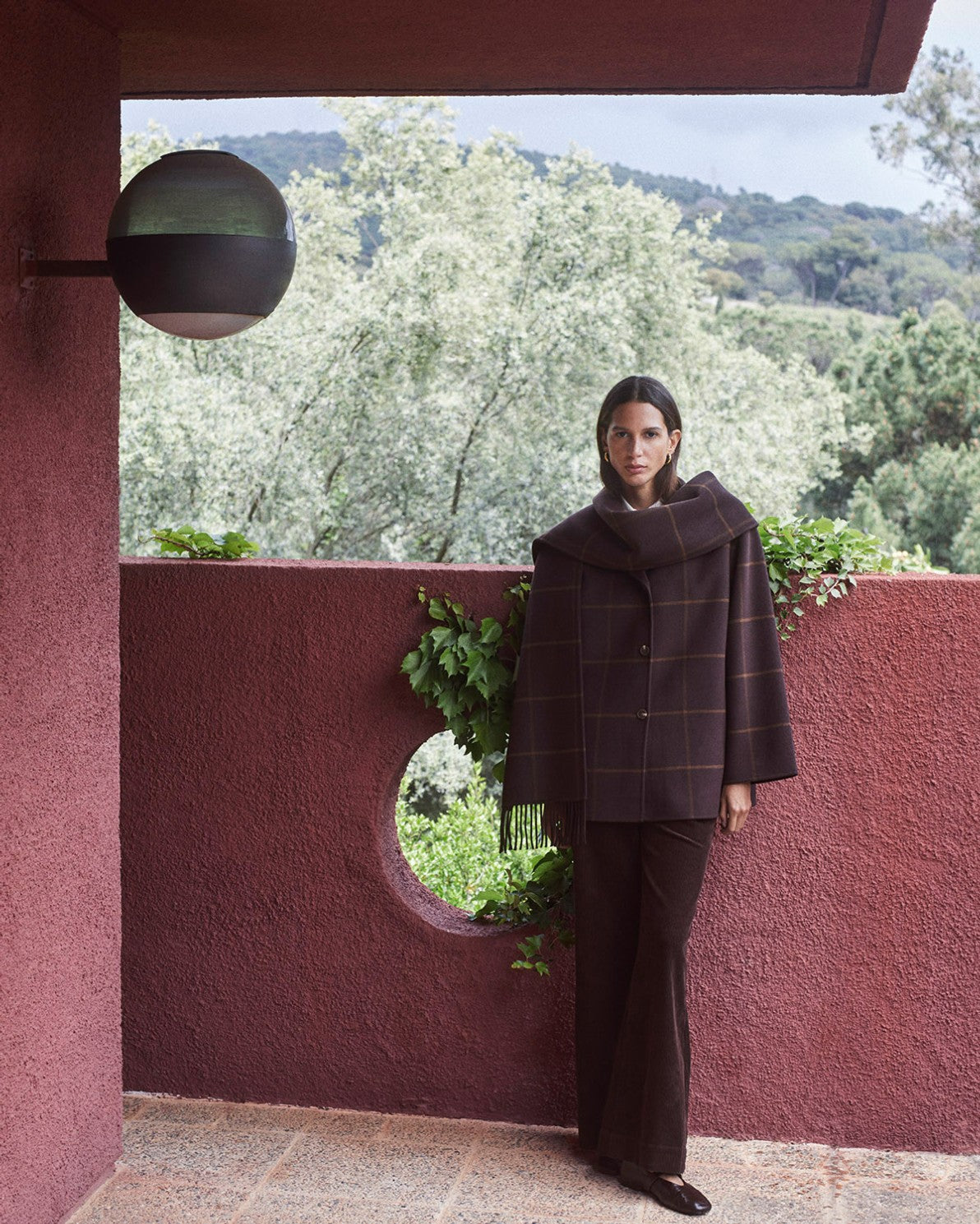 Handmade wool blend brown check coat | Yerse