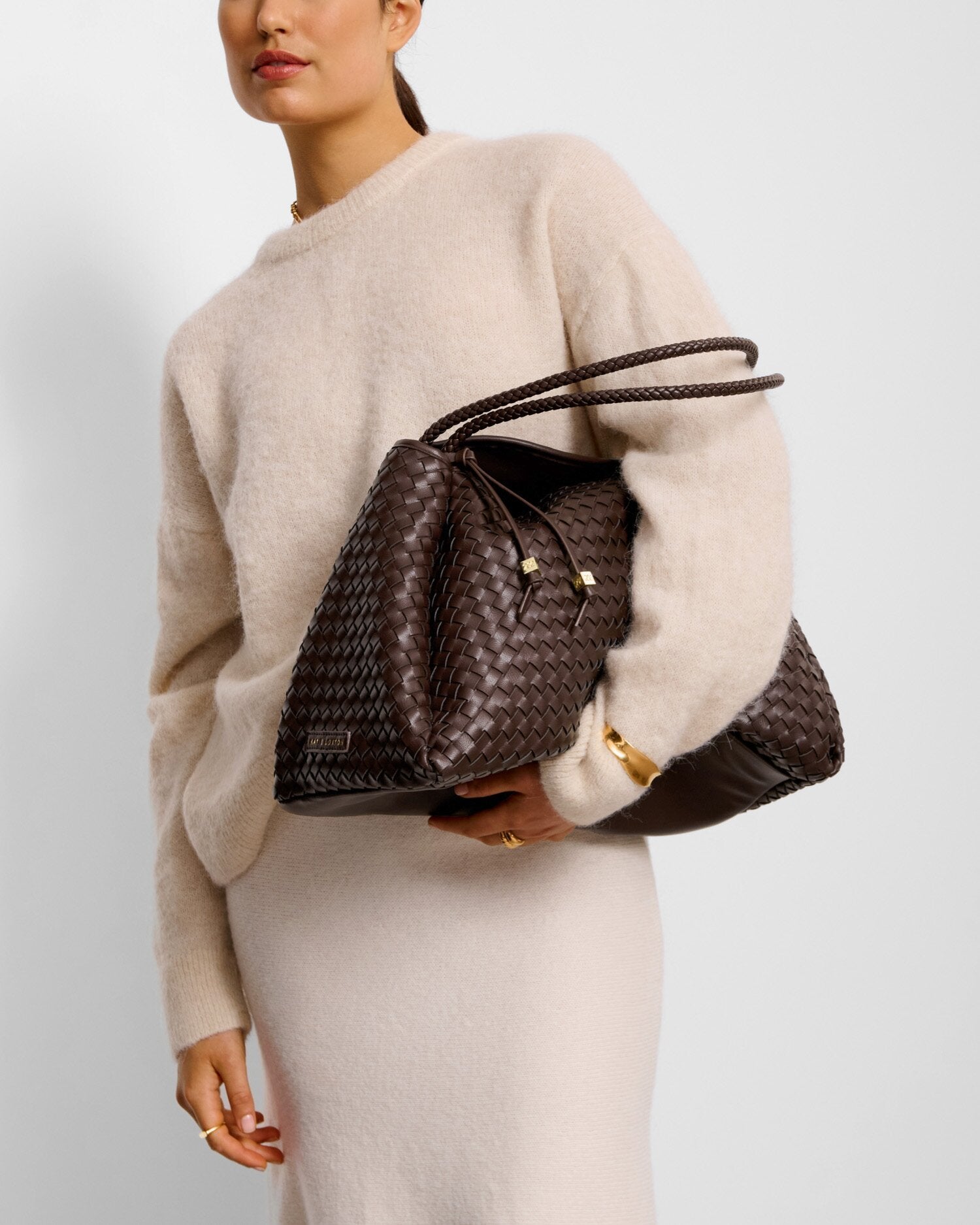 Nova Hand Woven Large Shoulder Bag Chocolate | Katie Loxton