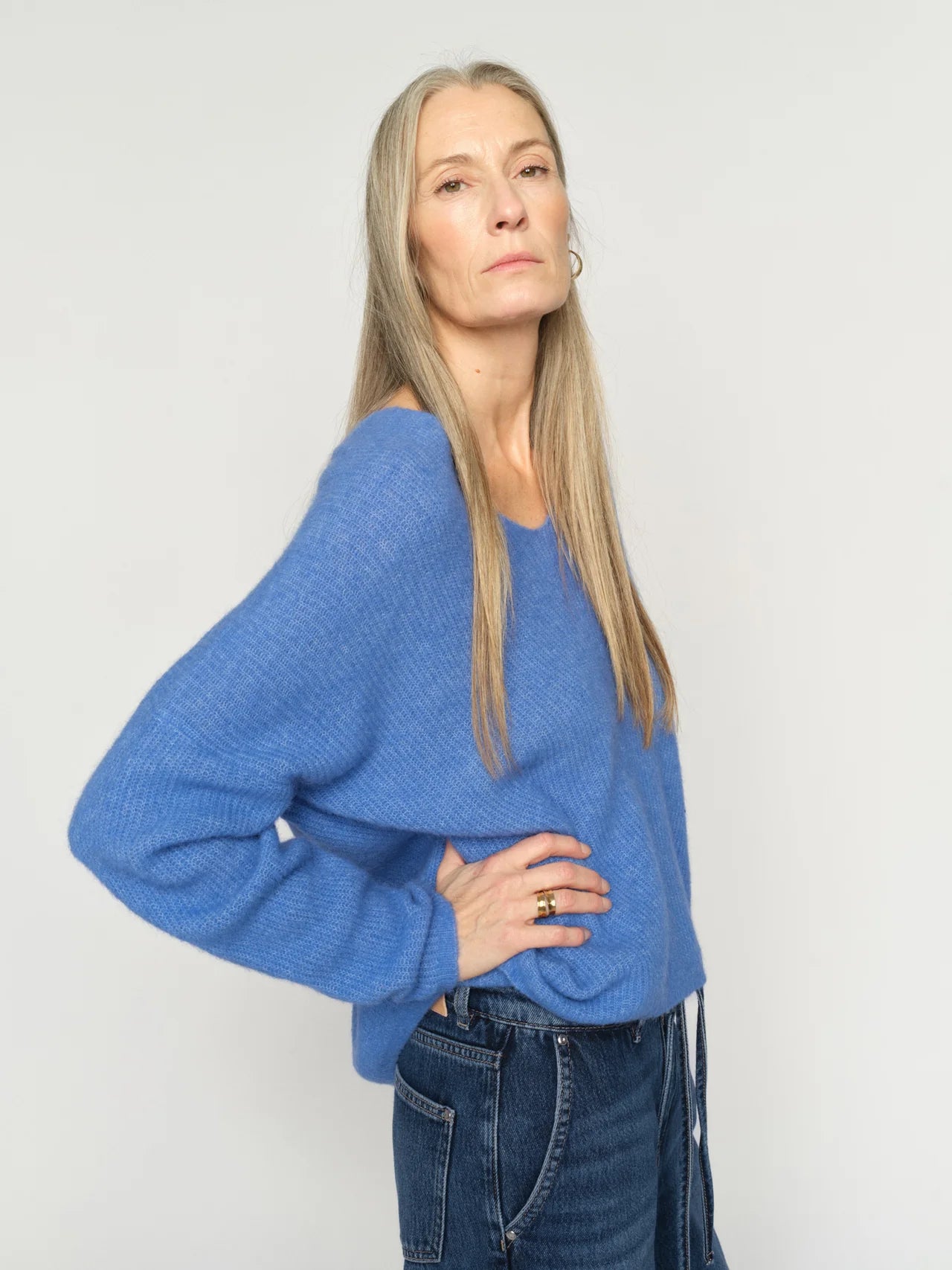 Thora v-neck knit blue |Mosh Mosh