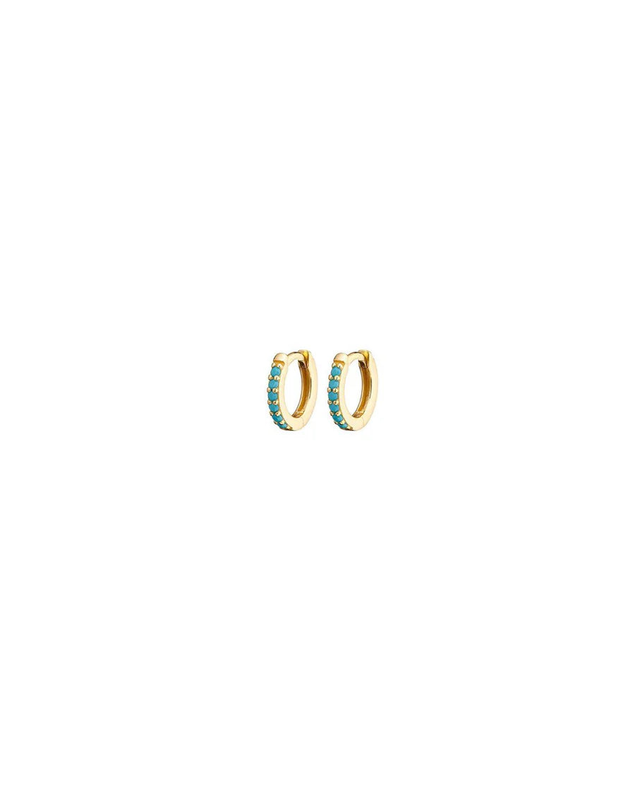 Gold turquoise huggie earring| Mary K