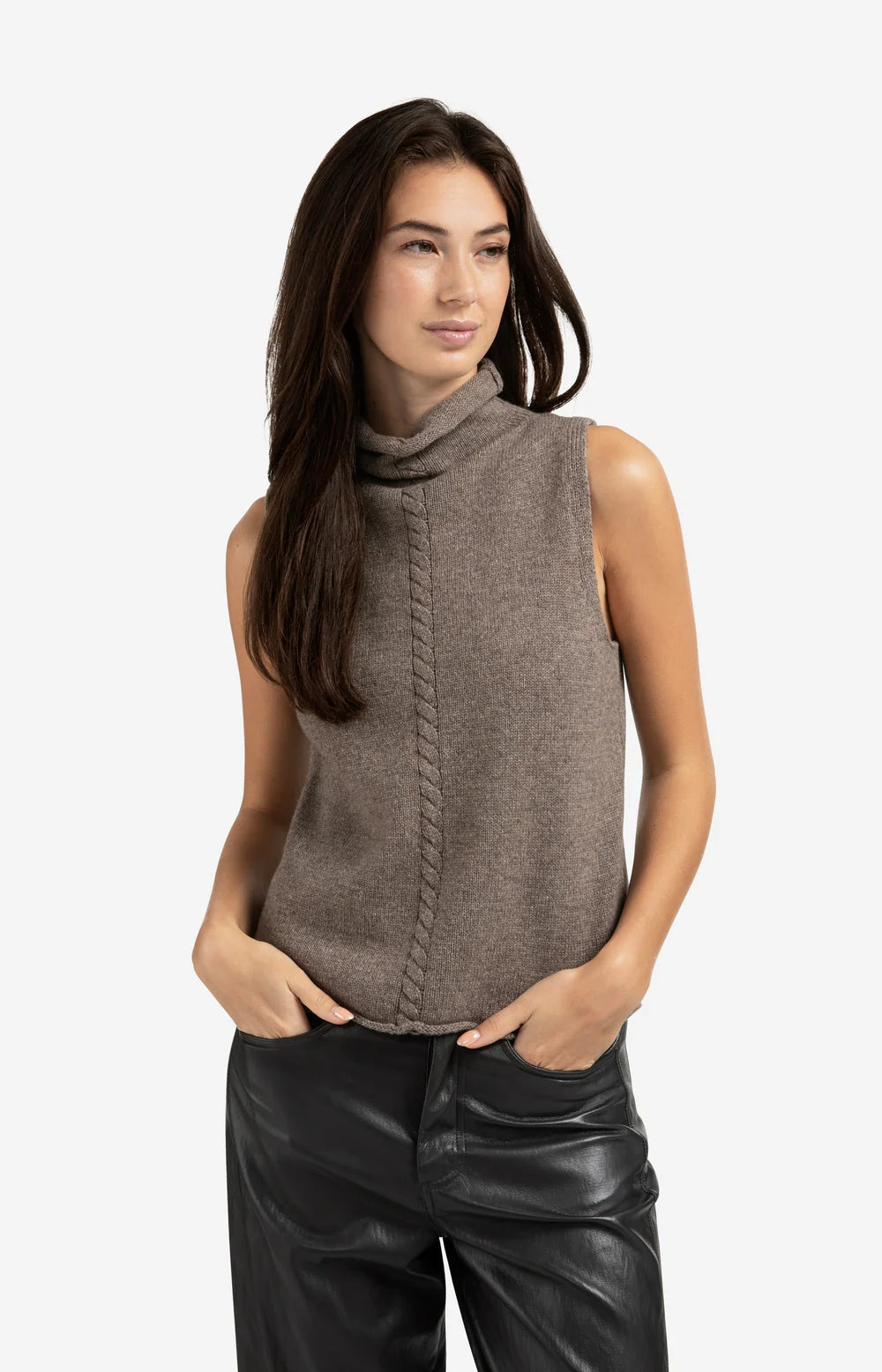 Sleeveless sweater with high neck | YAYA