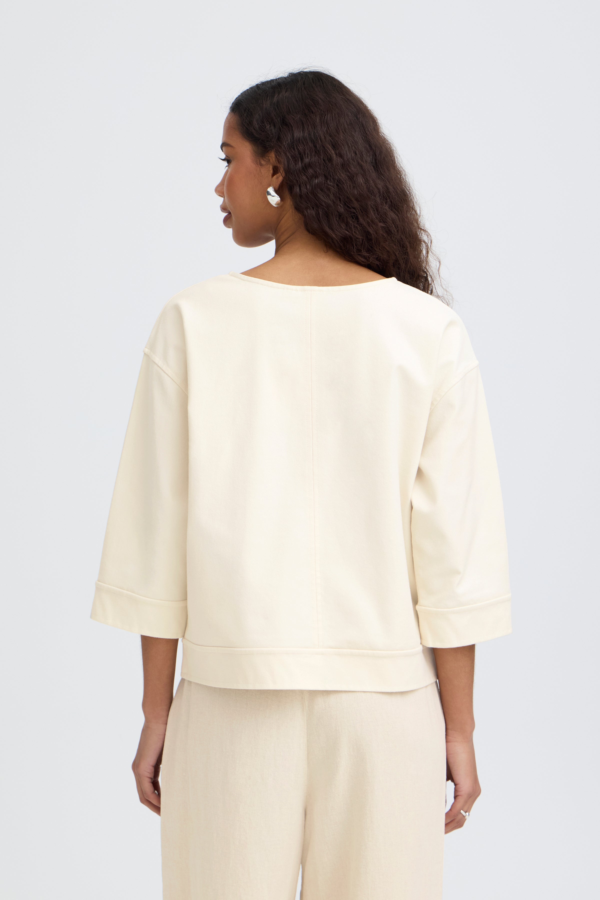 KATE Denim mid sleeve top|ICHI