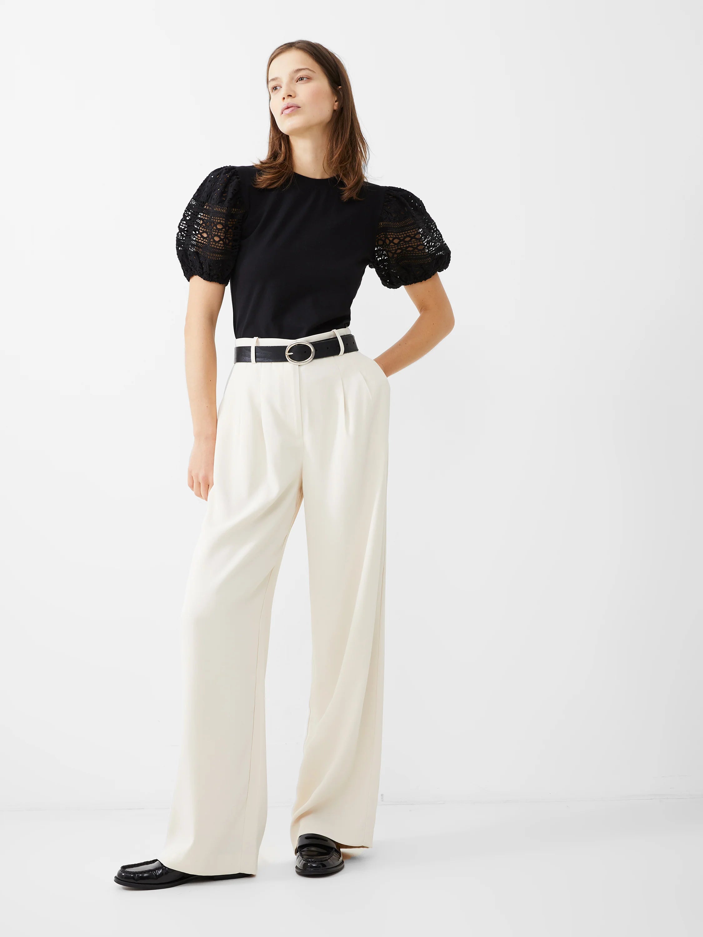 Harrie Trousers Porcelain Cream | French Connection