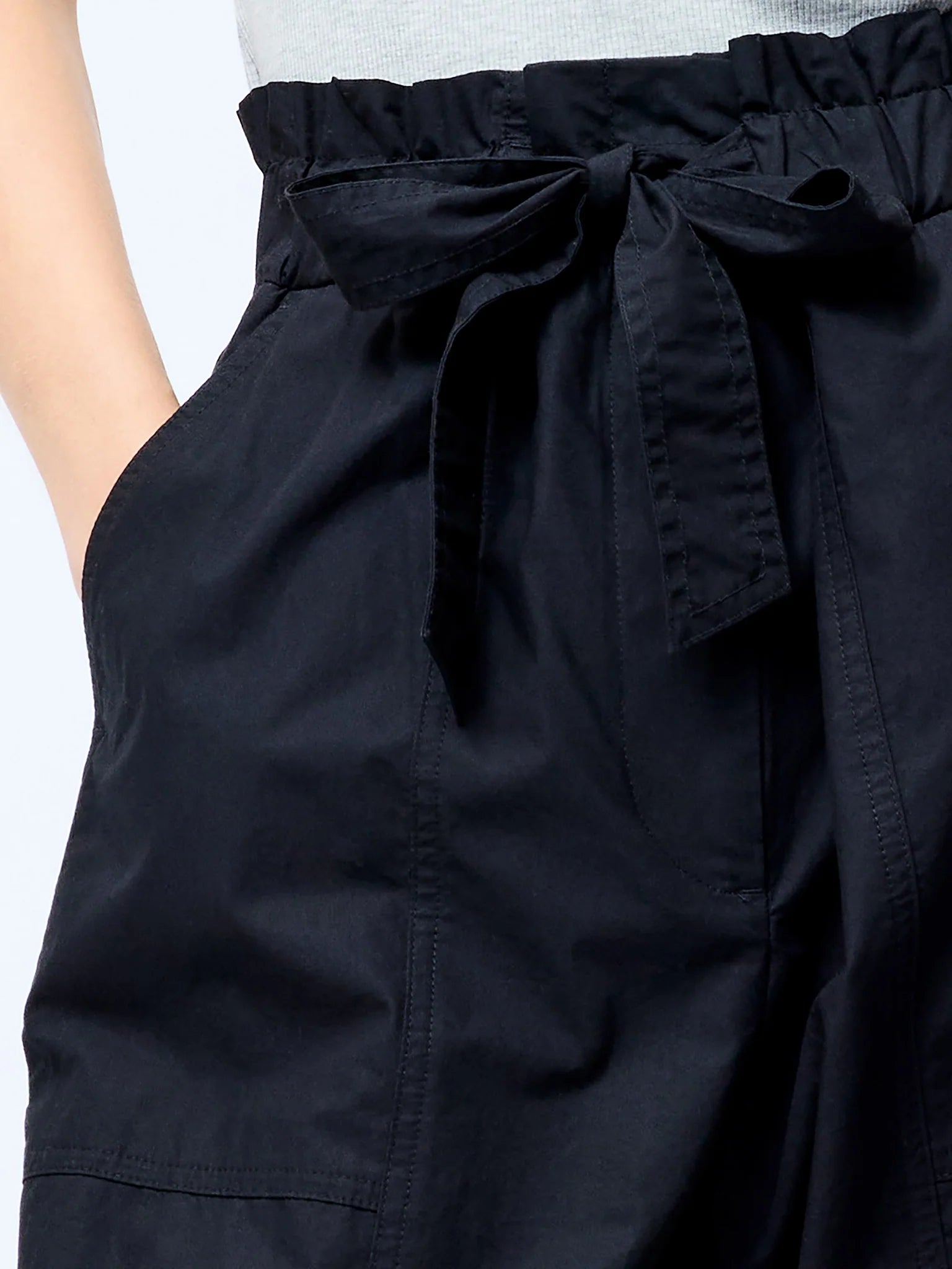 Cotton navy paper bag trousers | French Connection