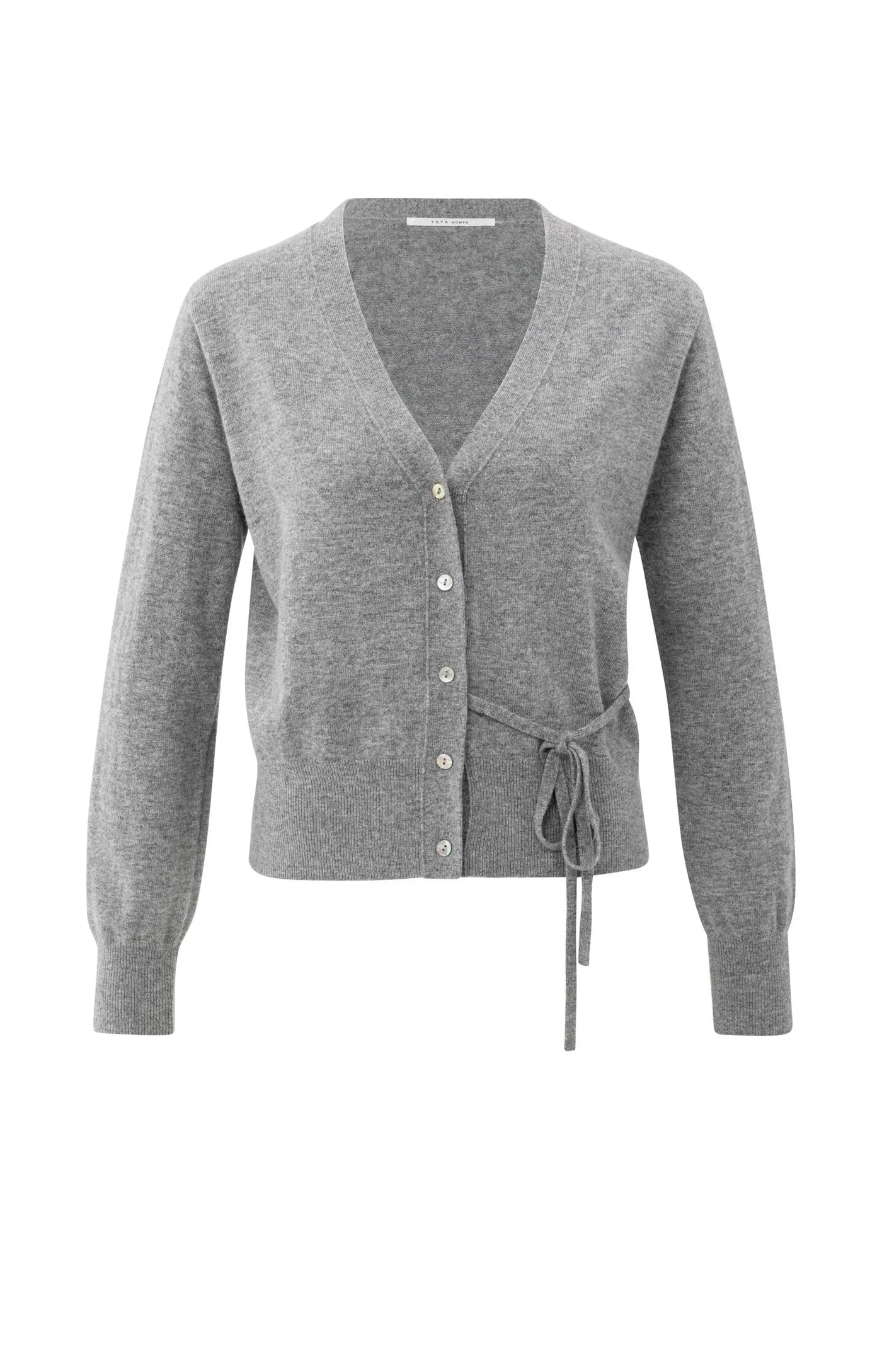 Cardigan with V neck and tie waist | YAYA