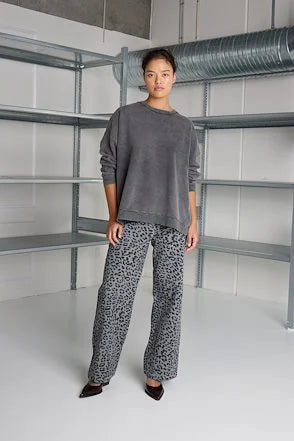 Jilla grey Leopard jeans |Ichi