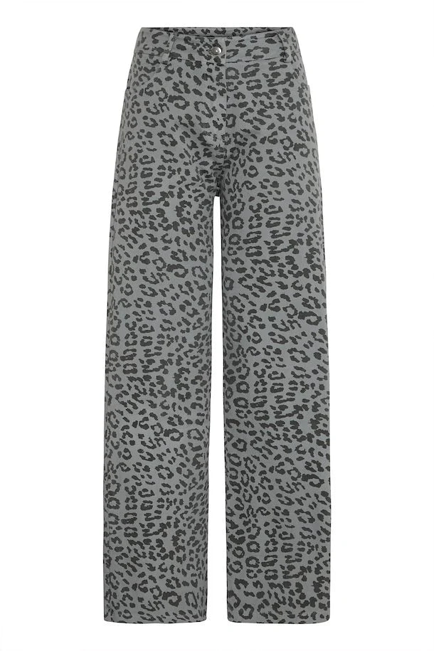 Jilla grey Leopard jeans |Ichi