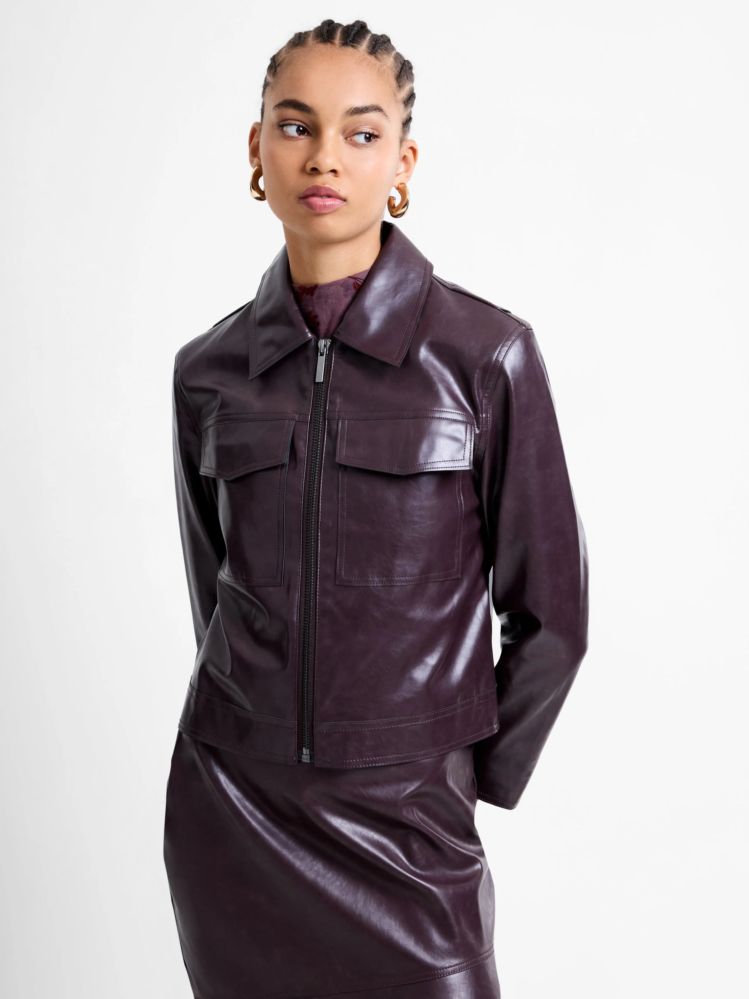 Kayleigh PU Bomber Jacket | French Connection