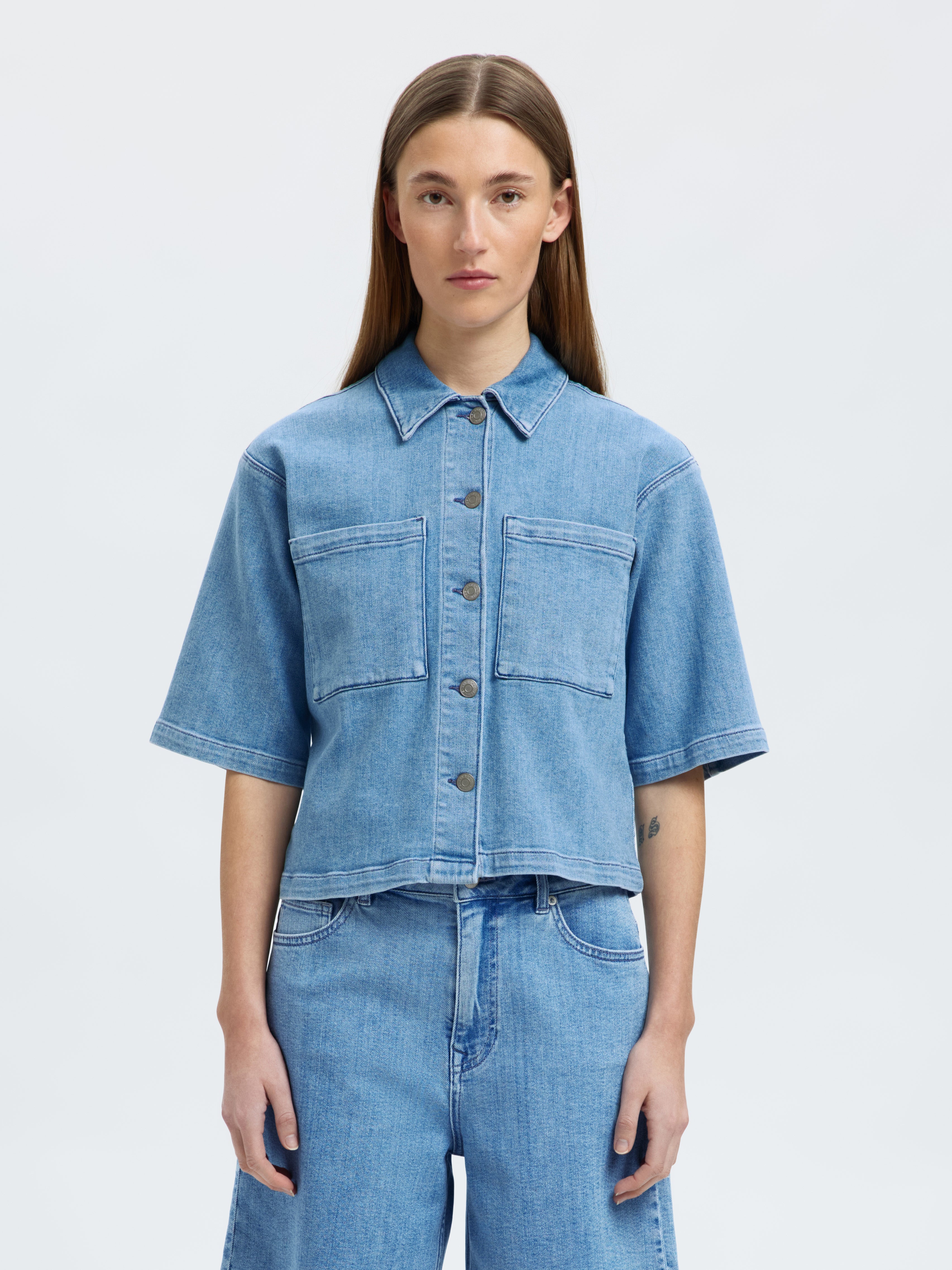 Anya Short Denim Shirt | Selected Femme