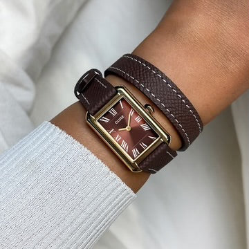 Belisenna Watch Mocha double leather & Gold | Cluse