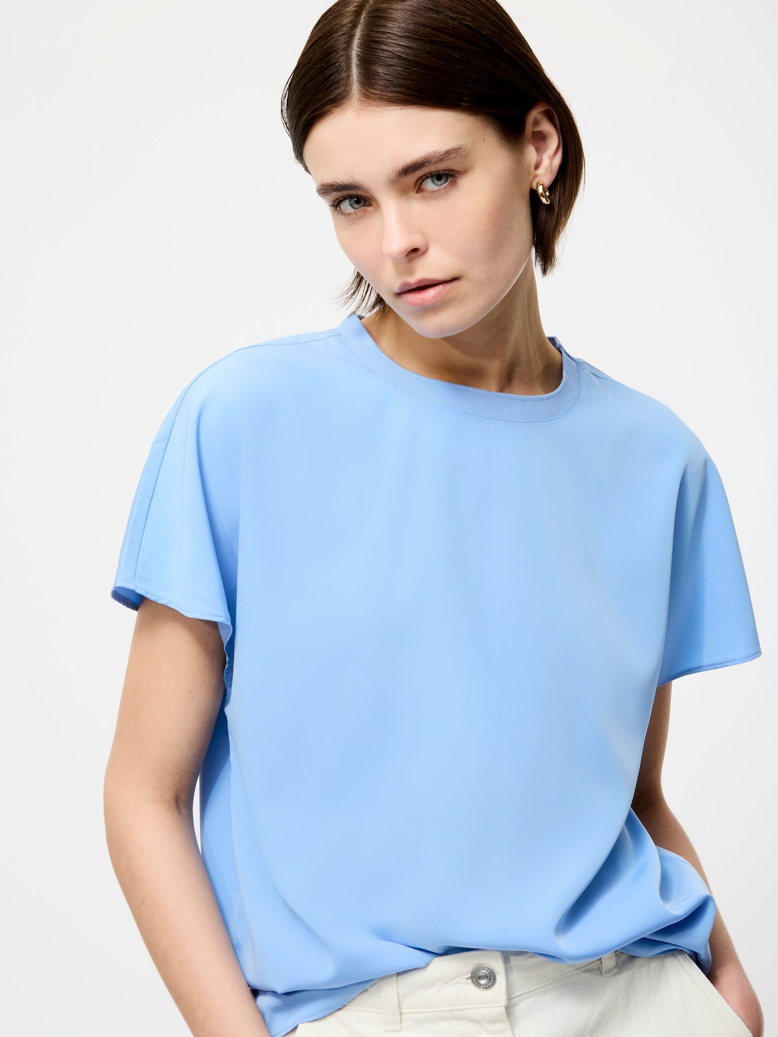 Capriana Crepe Blue Top | French Connection