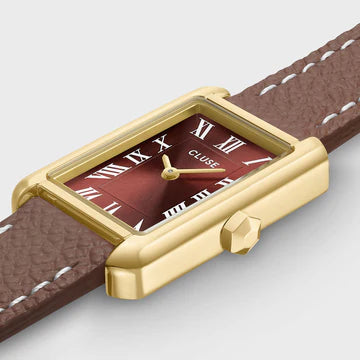 Belisenna Watch Mocha double leather & Gold | Cluse