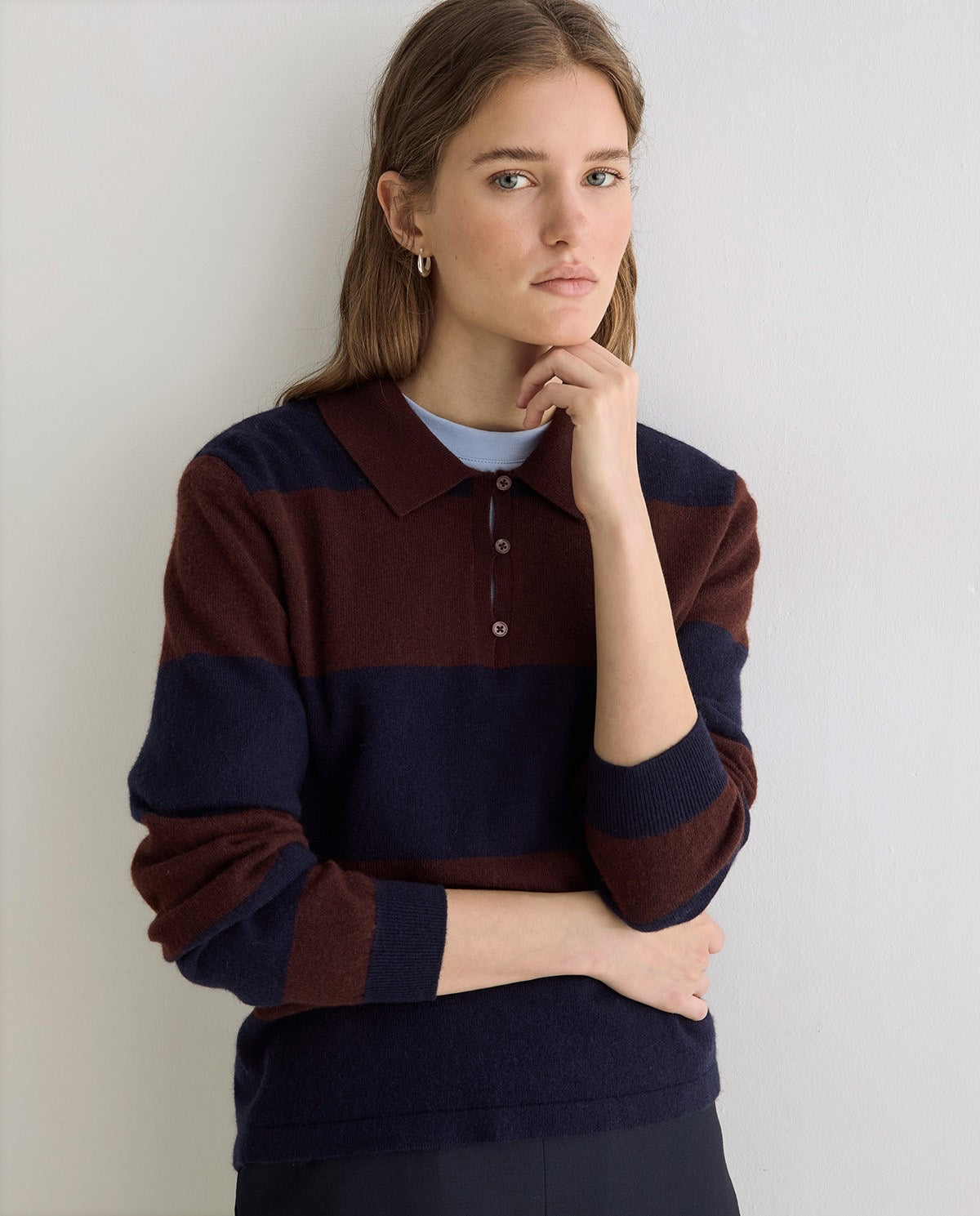 Striped Polo Neck Sweater | Yerse