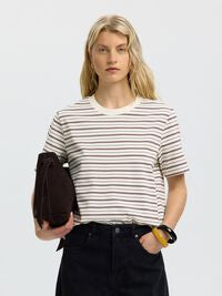 Boxy Tawny Port Stripe Tee|SLF