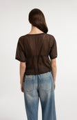 Brown short sleeve sweater | Yaya