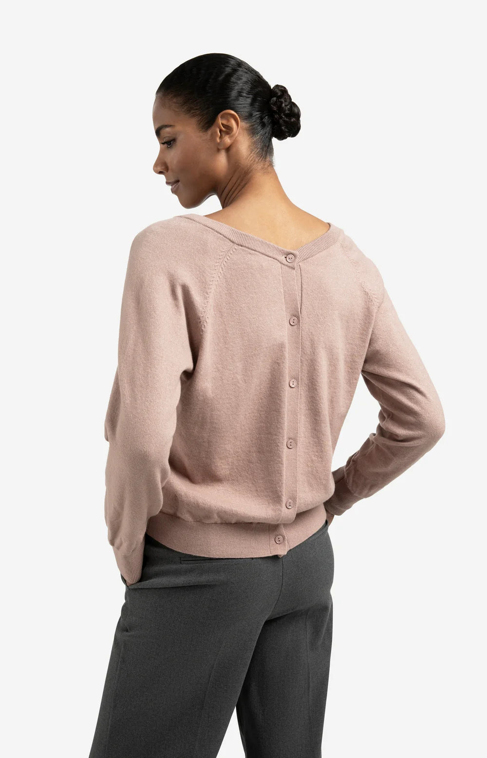 Double V neck sweater Blush Pink | YAYA