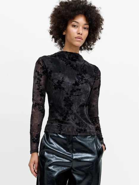Kenny Mesh Velvet Top | French Connection