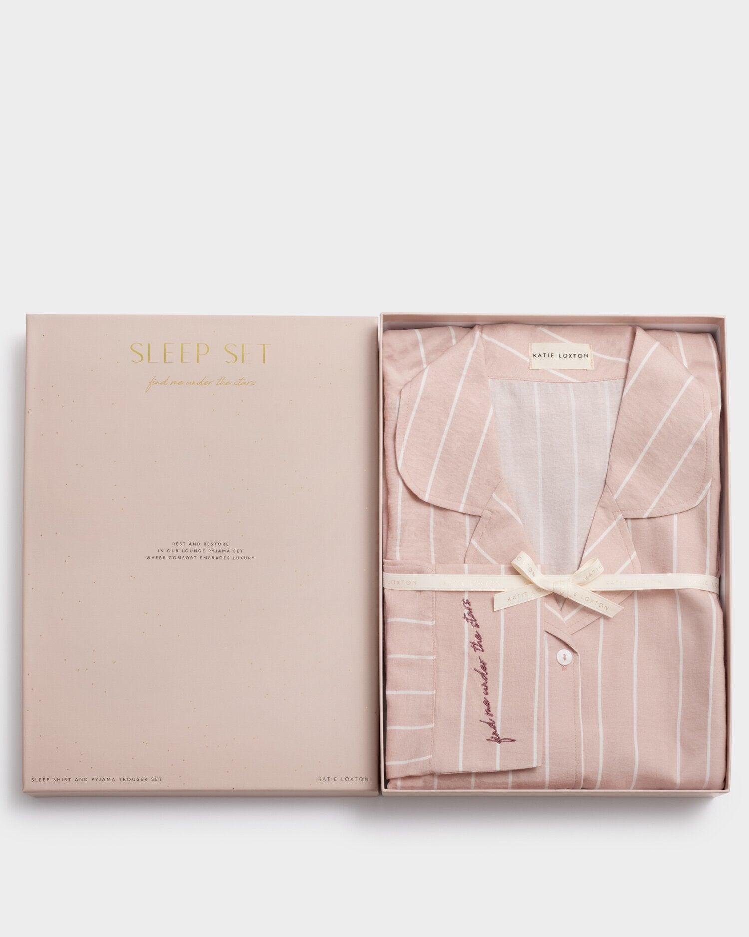 Gift Boxed Pyjama Set Pink & White | Katie Loxton