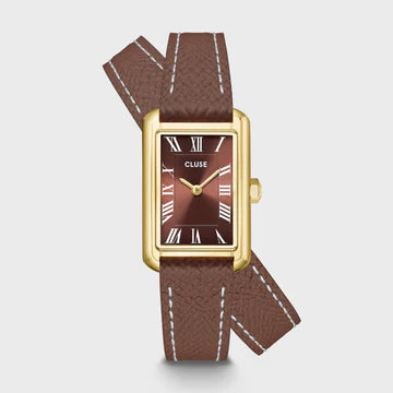 Belisenna Watch Mocha double leather & Gold | Cluse