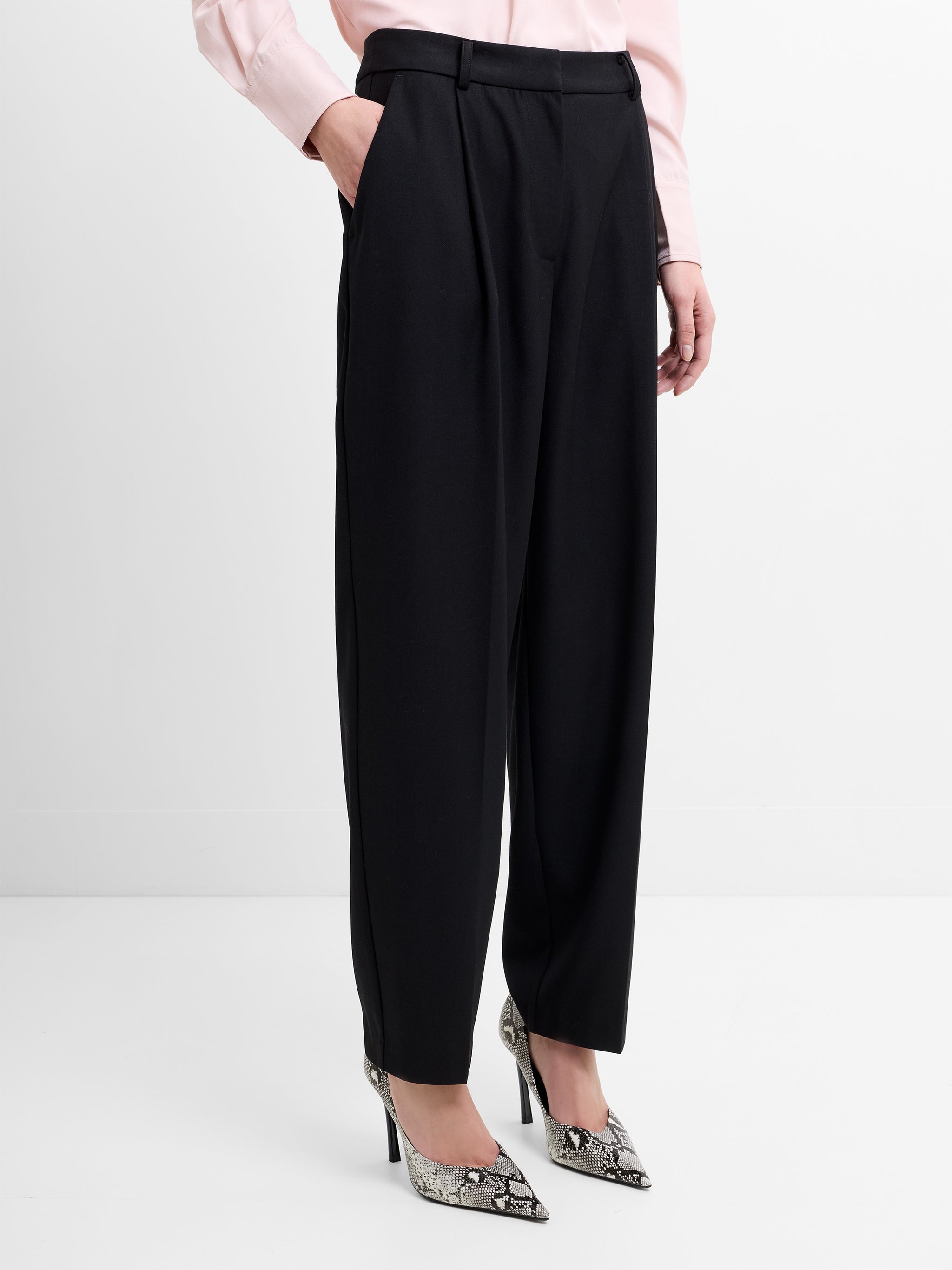 Netta Navy Suiting Barrel Trousers