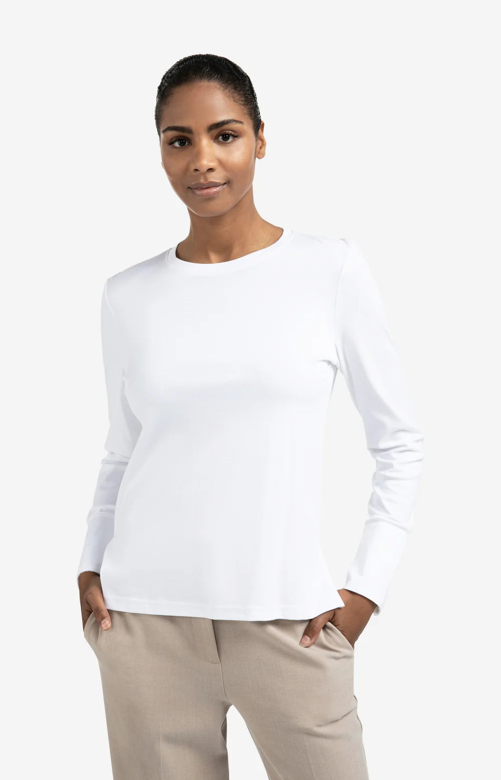Jersey top with woven cuffs and slit detail | Yaya