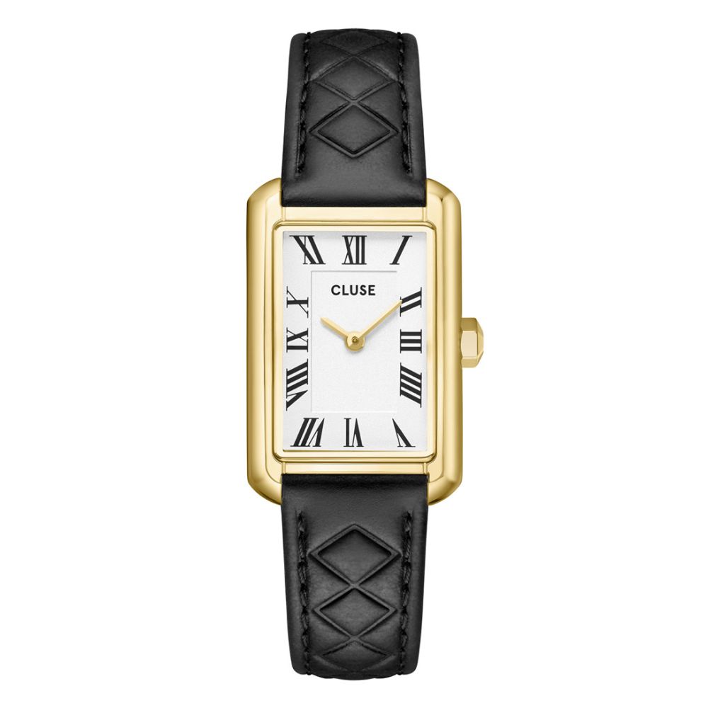 Belisenna Watch leather black quilted & Gold | Cluse