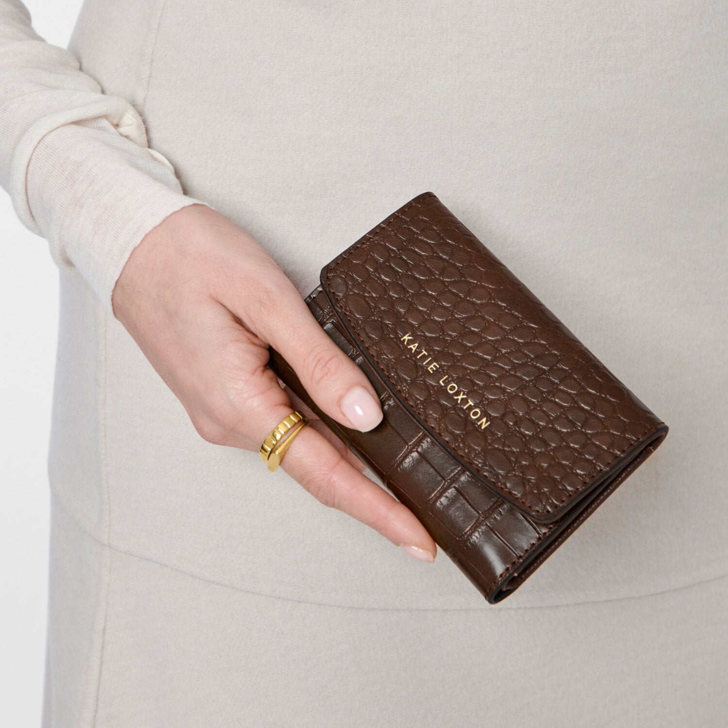 MARNI FAUX CROC PURSE-CHOCOLATE