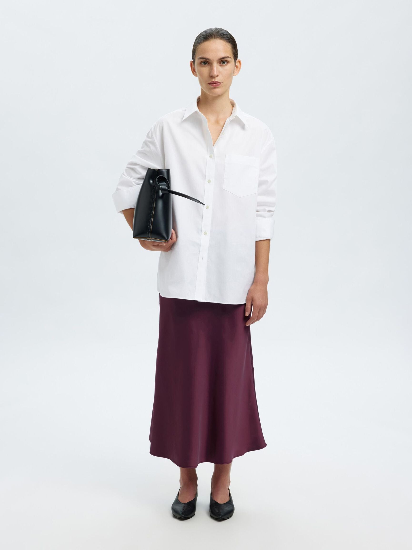 Satin midi Skirt Fig | Selected Femme