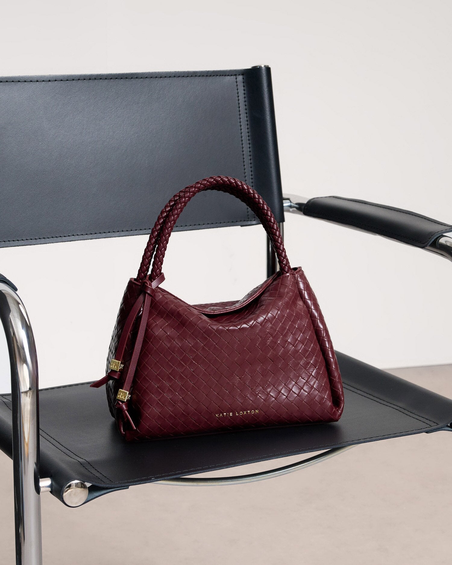 Nova Woven Texture Top Handle Bag Cherry | Katie Loxton