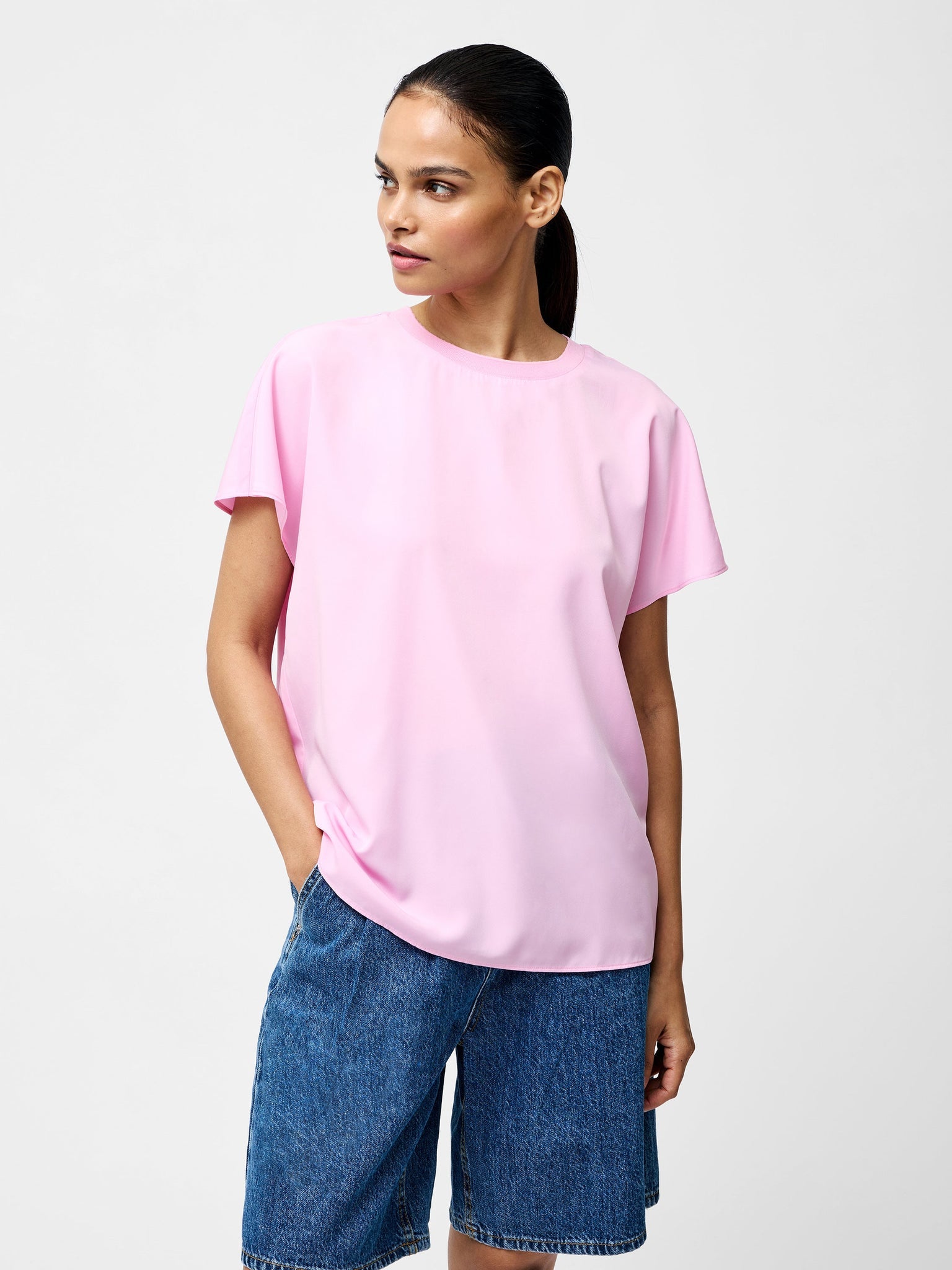 Capriana crepe pink top | French Connection