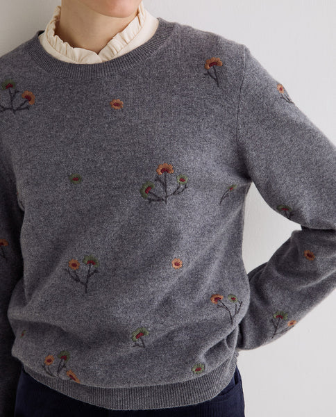Floral embroidery sweater|Yerse