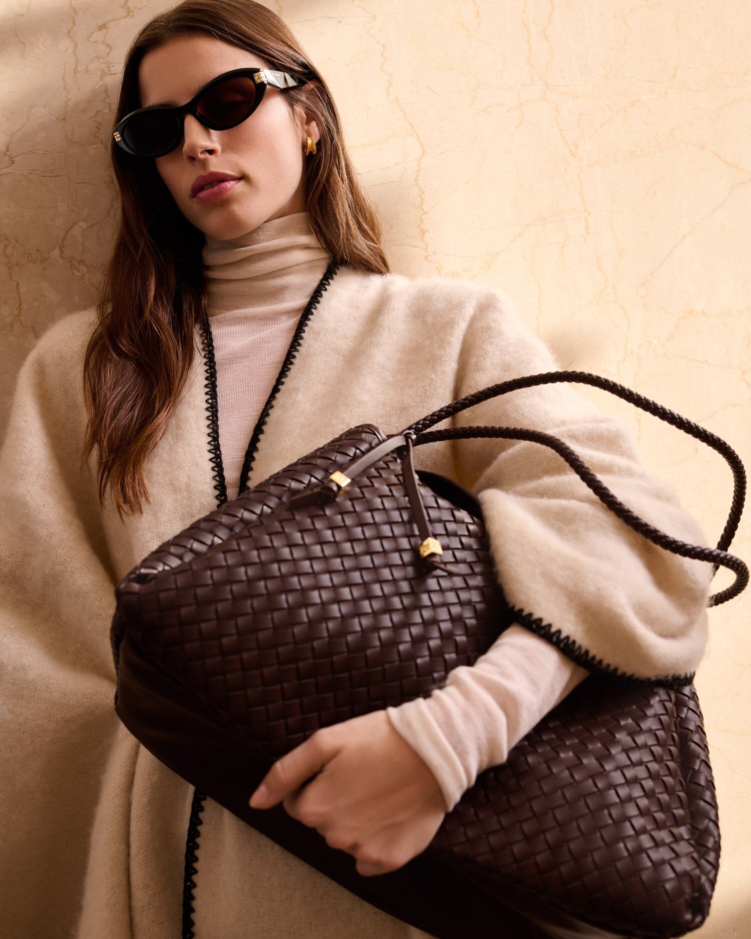 Nova Hand Woven Large Shoulder Bag Chocolate | Katie Loxton