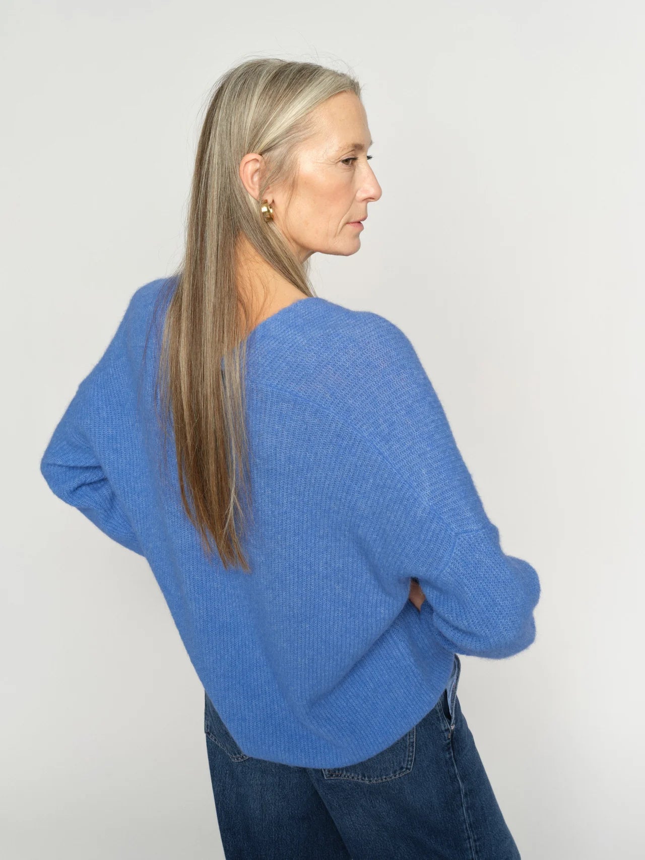 Thora v-neck knit blue |Mosh Mosh