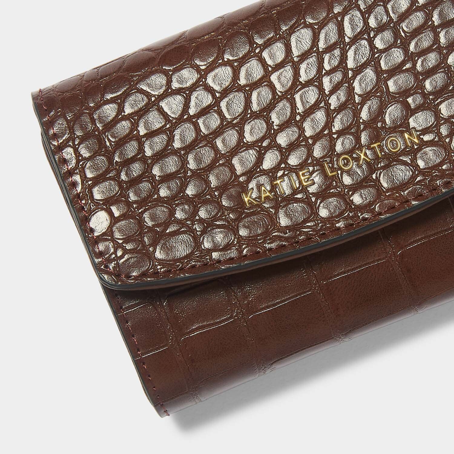 MARNI FAUX CROC PURSE-CHOCOLATE