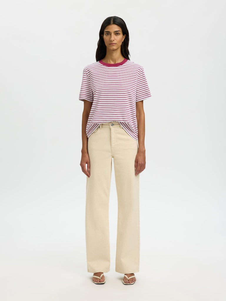Boxy Essential T-shirt Striped Anemone |SLF
