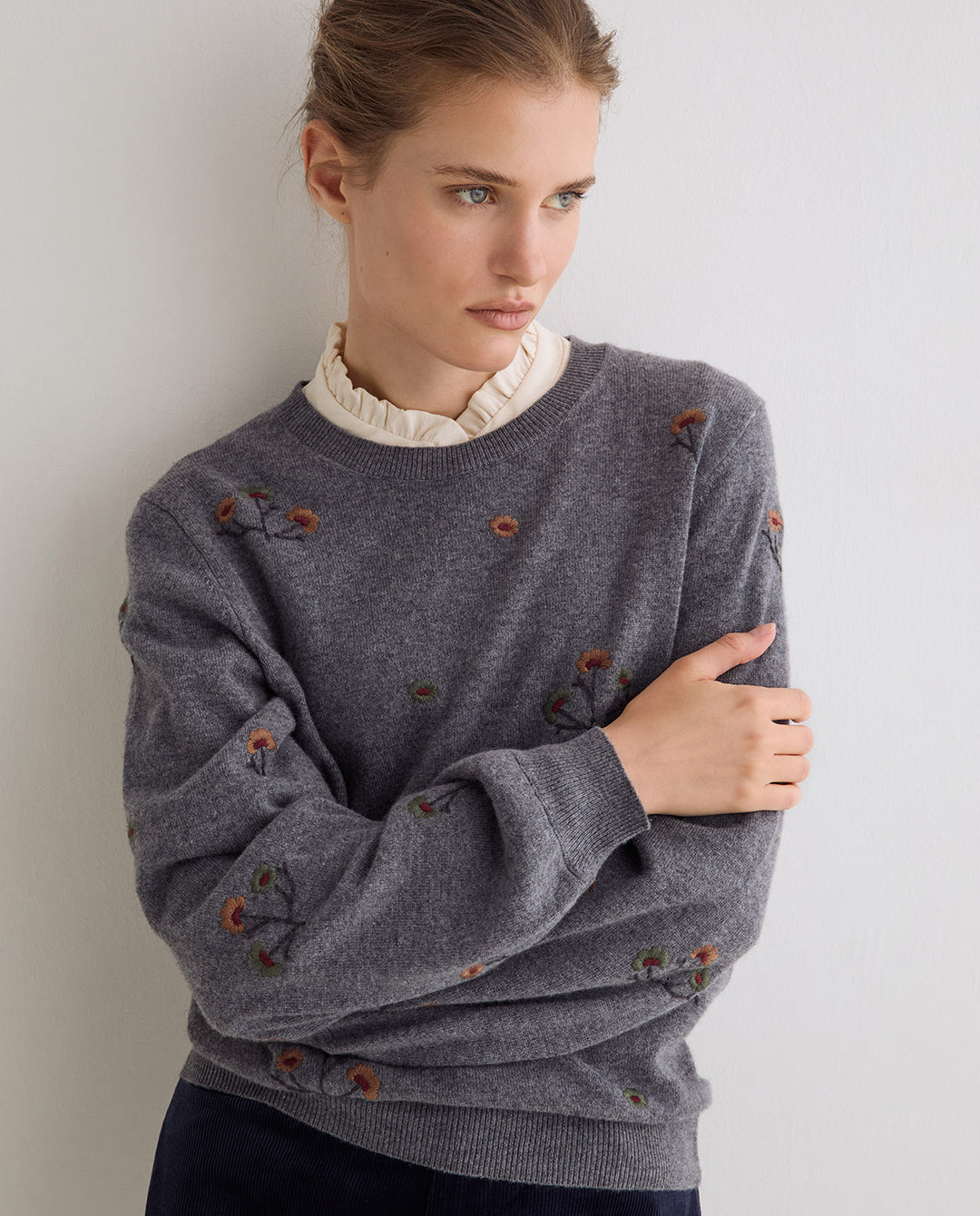 Floral embroidery sweater|Yerse