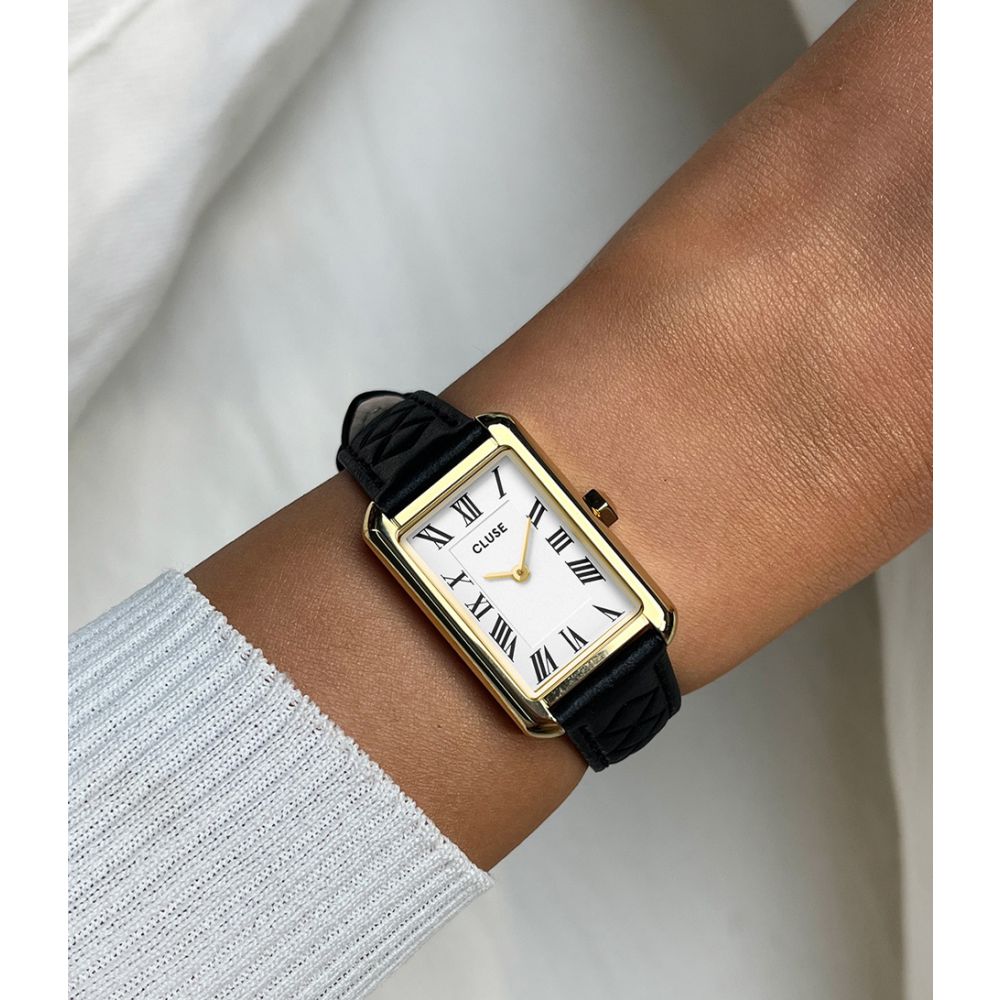 Belisenna Watch leather black quilted & Gold | Cluse