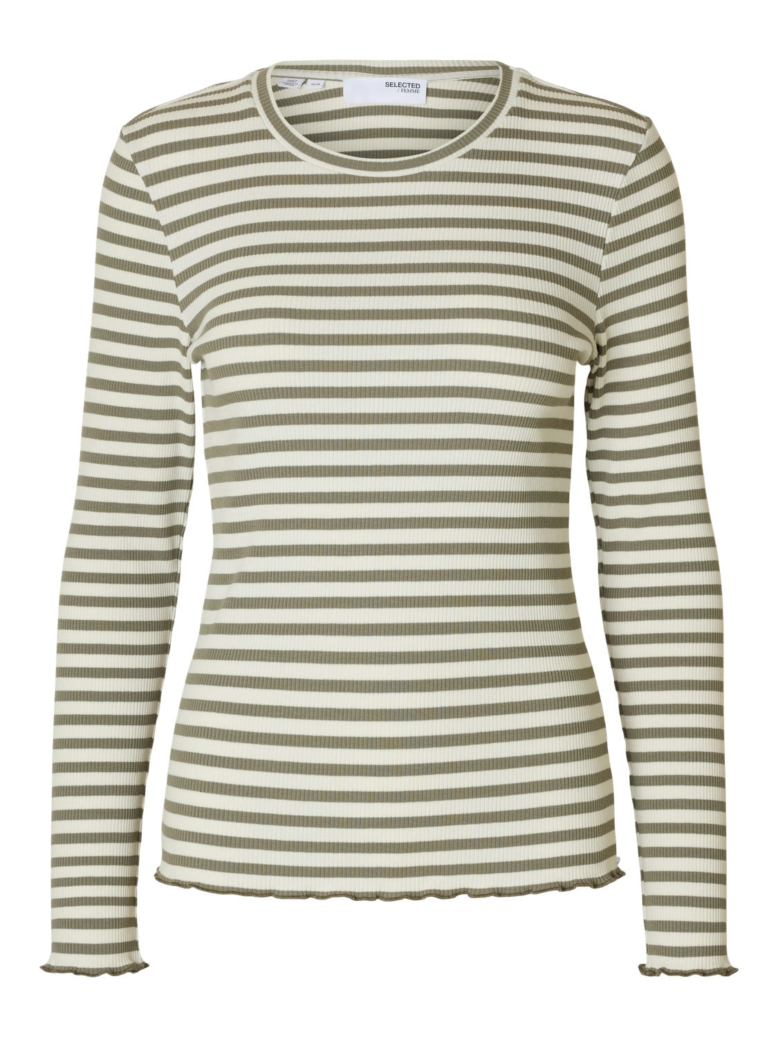 Anna long sleeve striped top green | selected femme