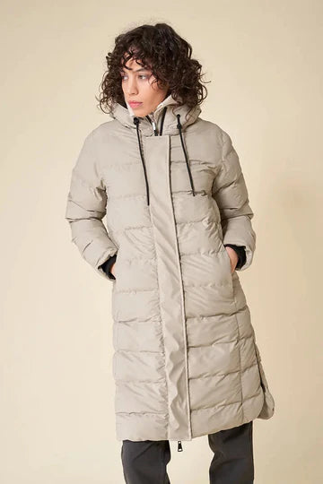 Stone long puffer coat hotsell