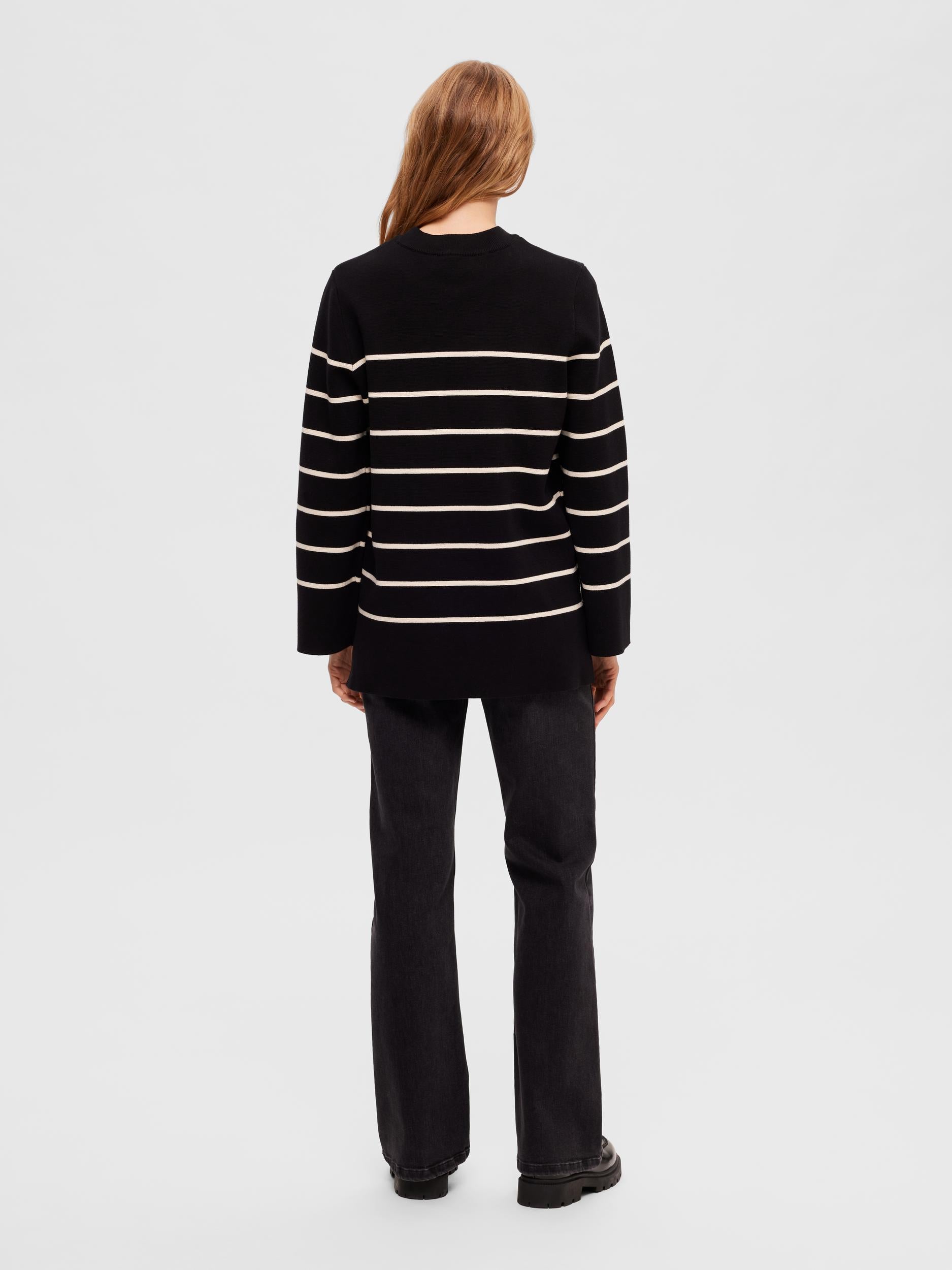 Liva black and cream striped jumper | Selected Femme