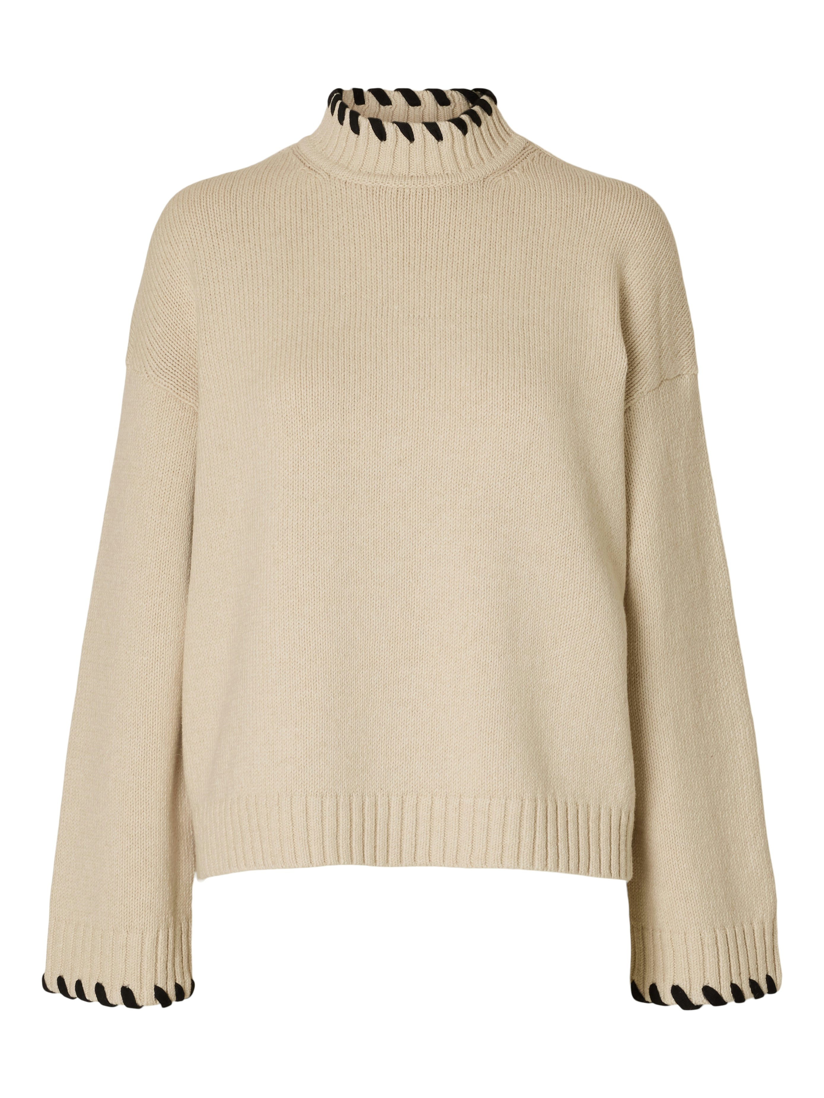 JILLI LS KNIT DETAIL HIGH NECK |Selected Femme