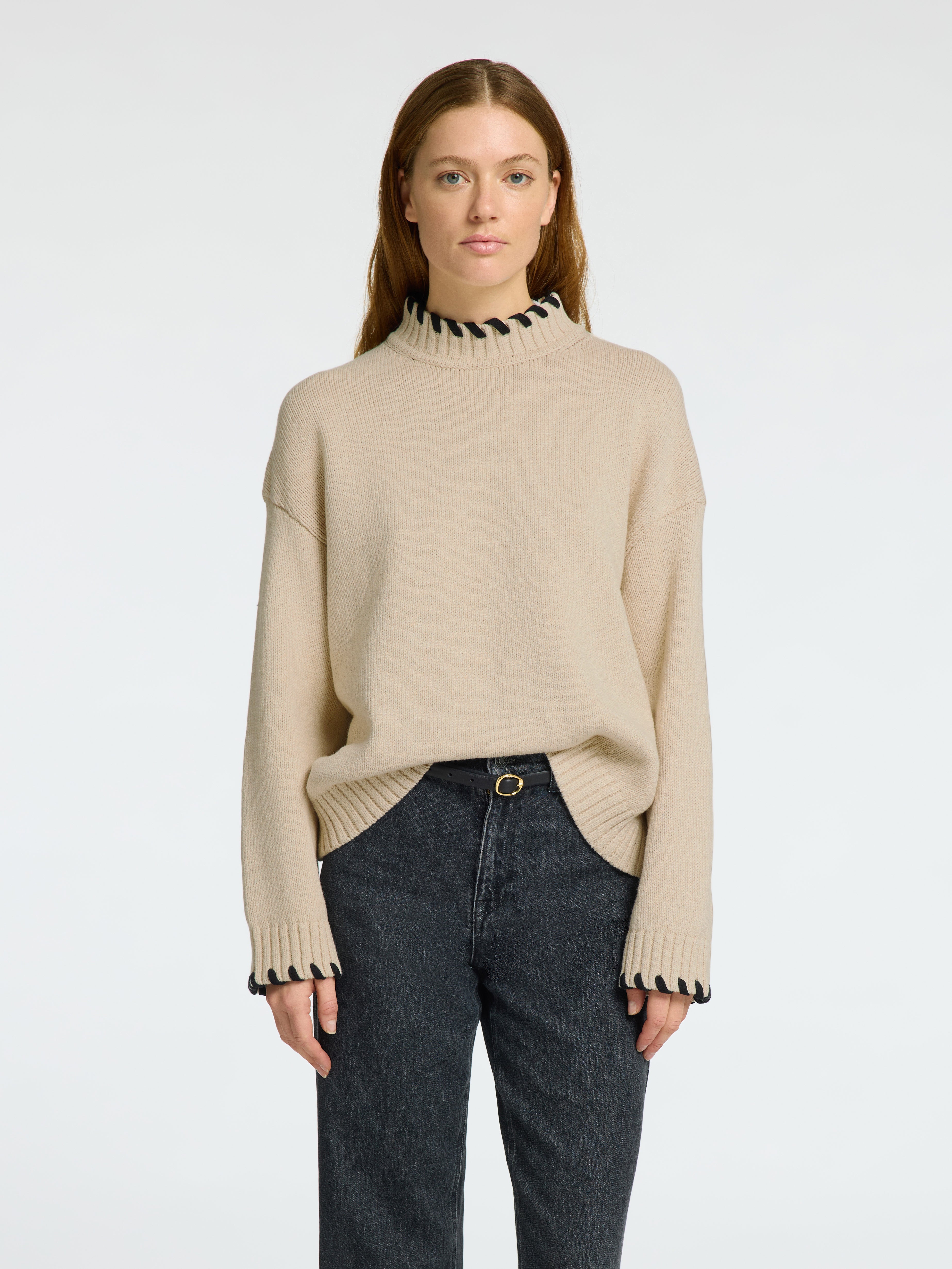 JILLI LS KNIT DETAIL HIGH NECK |Selected Femme