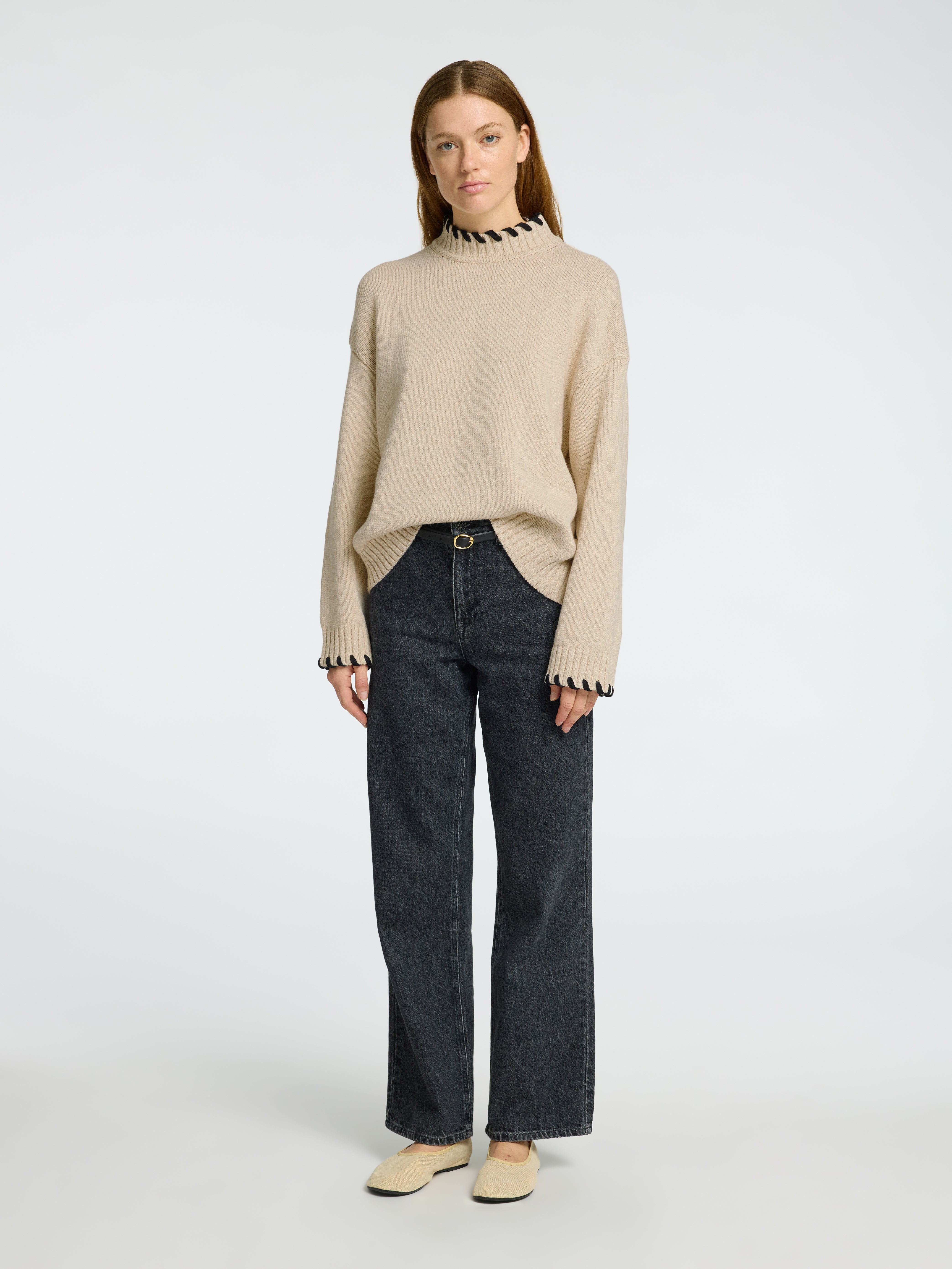 JILLI LS KNIT DETAIL HIGH NECK |Selected Femme