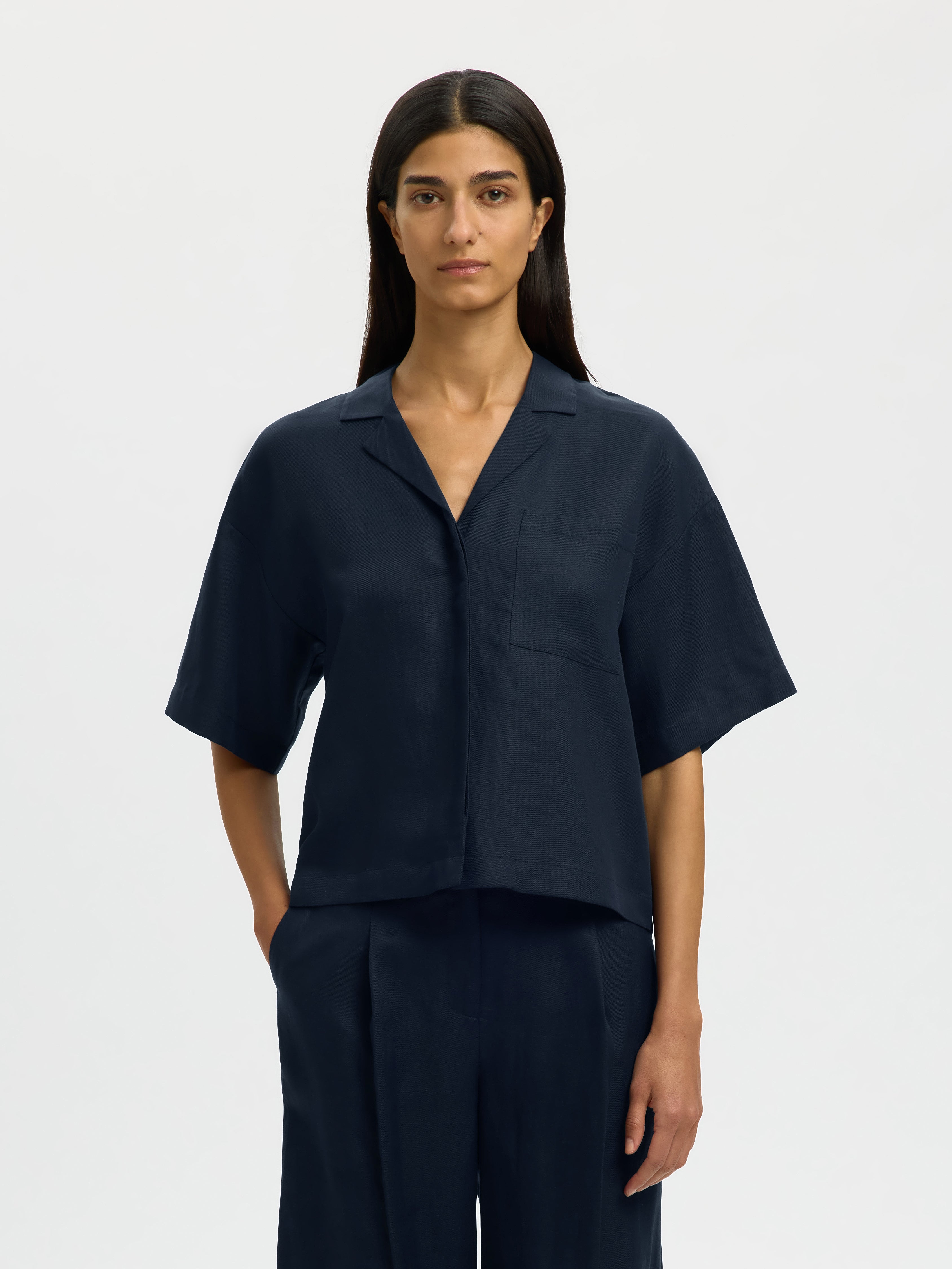 Lyra Boxy Linen-blend Shirt|Selected Femme