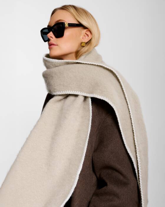 Whipstitch taupe scarf | Katie Loxton