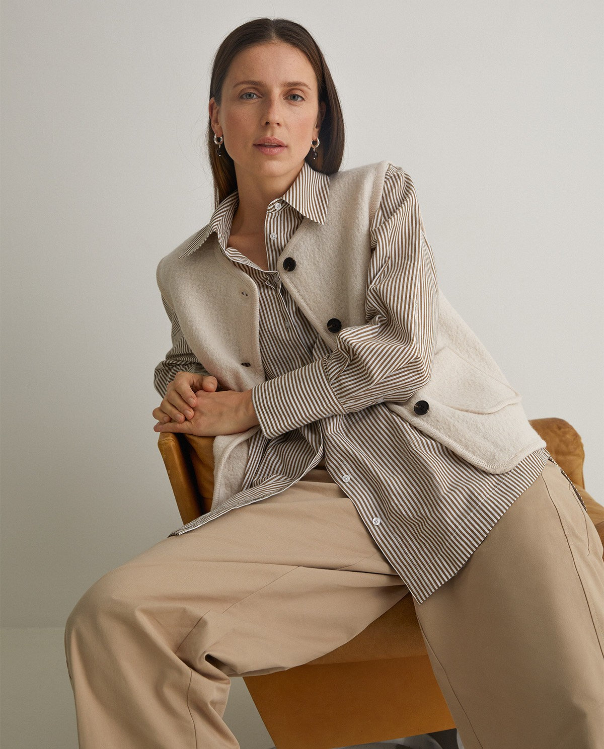 Boiled wool ecru vest | Yerse