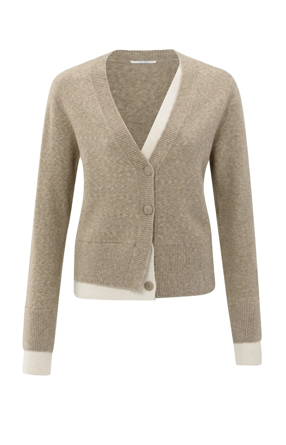 Sand beige contrast cardigan | Yaya