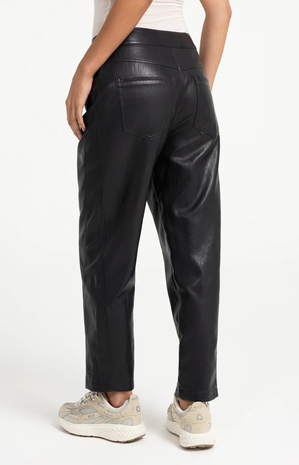 Faux Leather Carrot Fit Trousers | Yaya