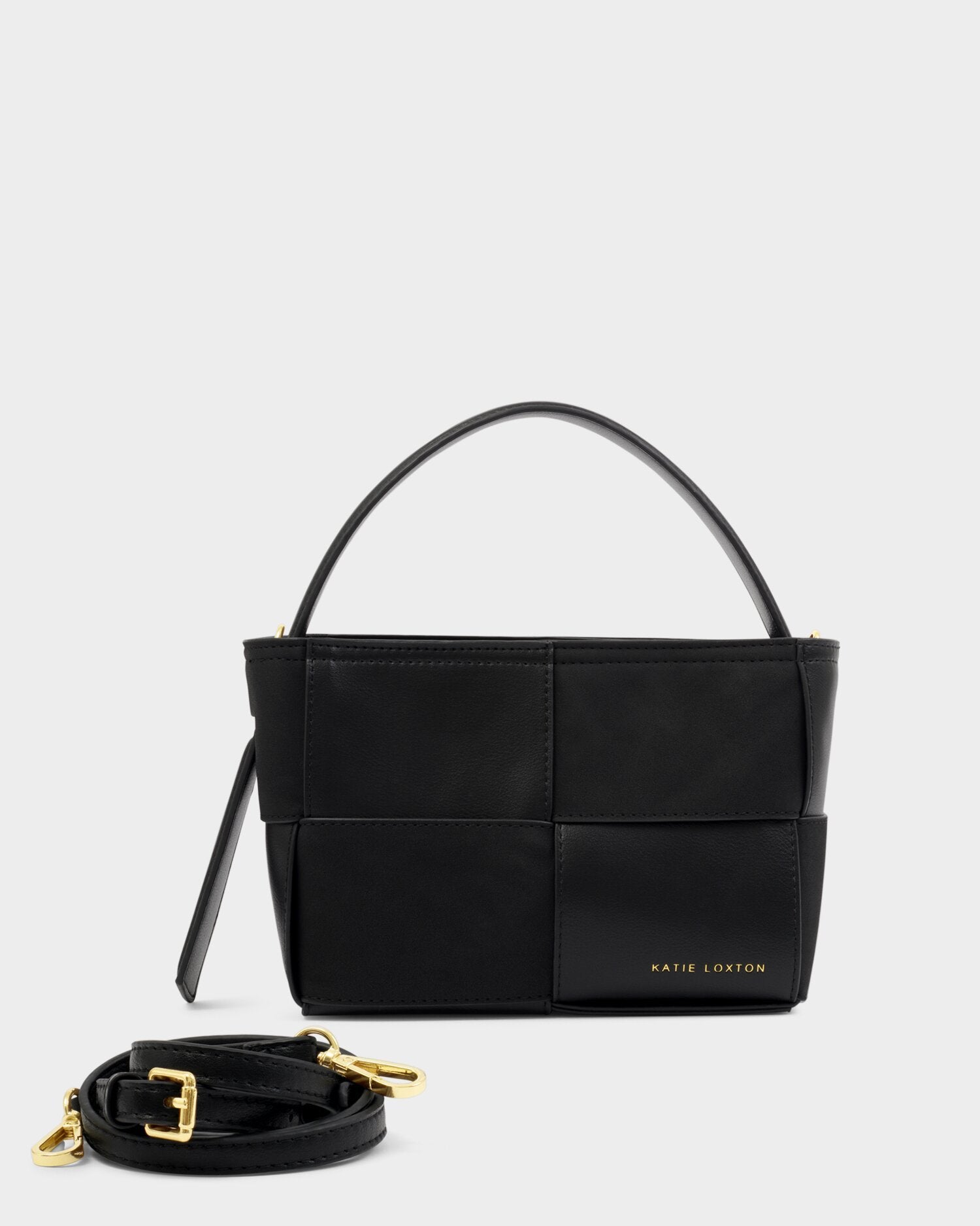 Taya Woven Suedette Handle Bag Black | Katie Loxton