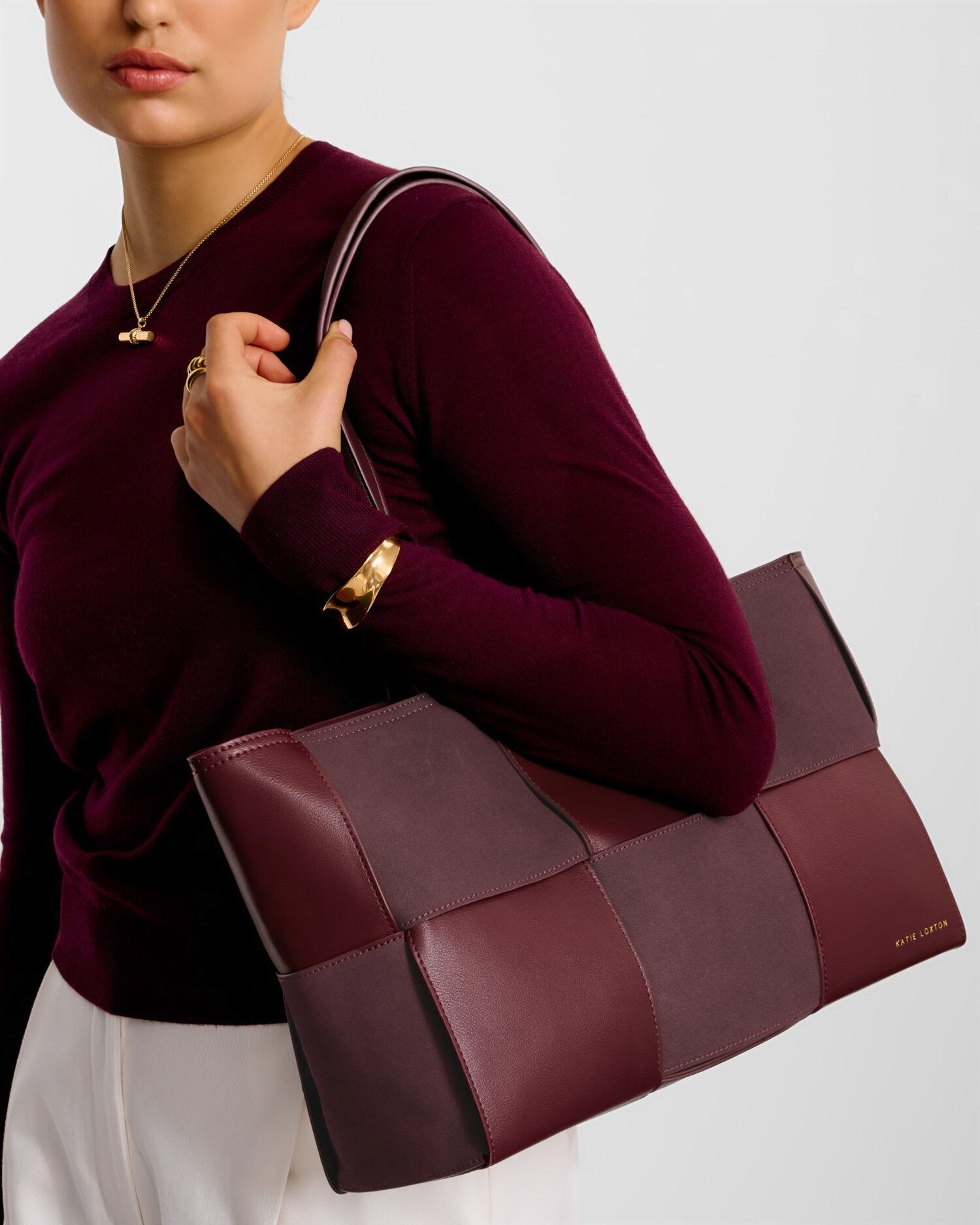 Taya Woven Suedette Tote Cherry | Katie Loxton